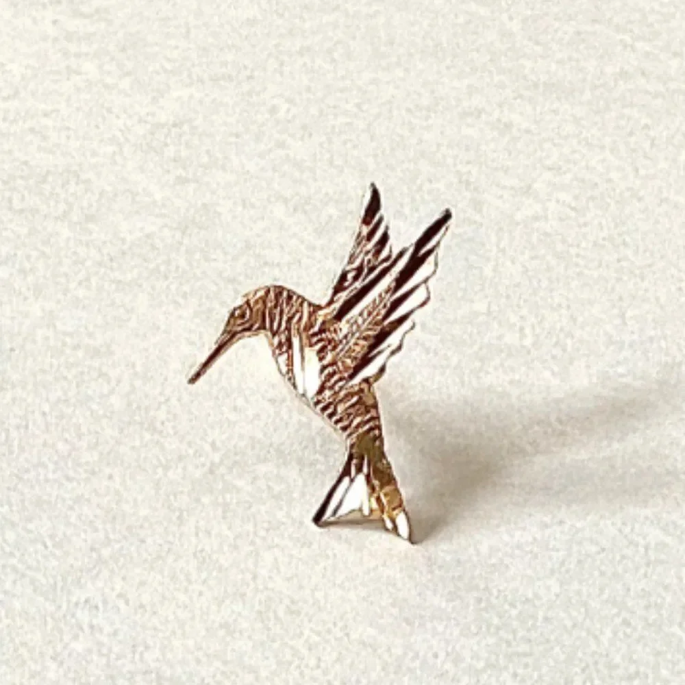 14k Yellow solid Gold Hummingbird Stud Earrings (11 X 12mm) | Gift | Real Gold |